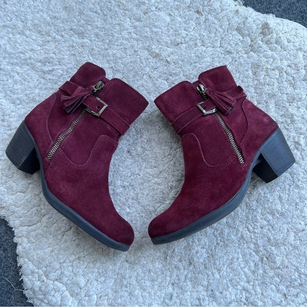 Earth Origins by EARTH "Tori" Merlot Suede Ankle Western Boho Booties Size 7M - Picture 3 of 12